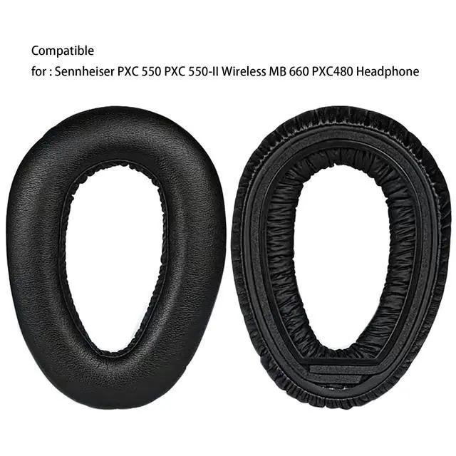 Alt view image 2 of 5 - Replacement Ear Pads Cushions for Sennheiser PXC 550 PXC 550-II Wireless MB 660 PXC480 Series Headphones Earpads, Headset Leather Ear Cups Repair Parts (Black Cushions for Sennheiser PXC 550)