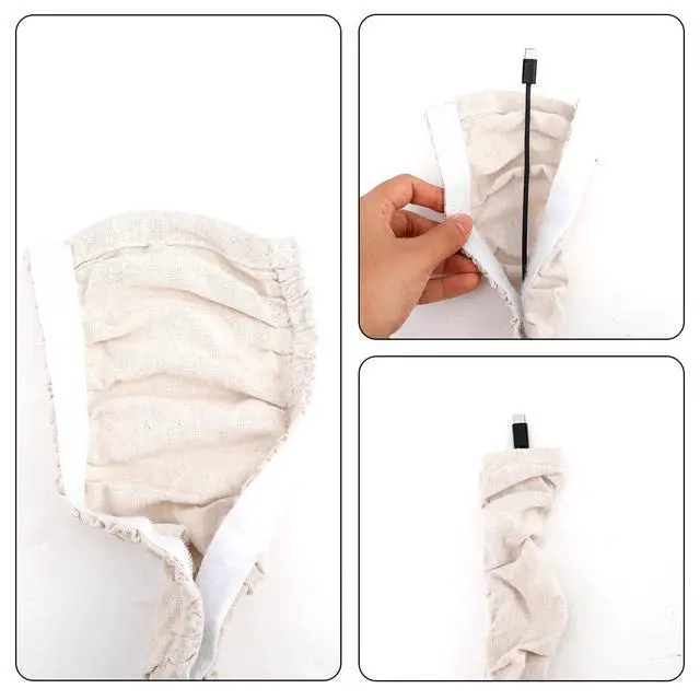 Alt view image 5 of 7 - Fabric Cord Cover, 120x14cm/47.2x5.5in Linen Cable Sleeve for Chandelier Chain Lamp Wires TV Cords & Home Cable Management