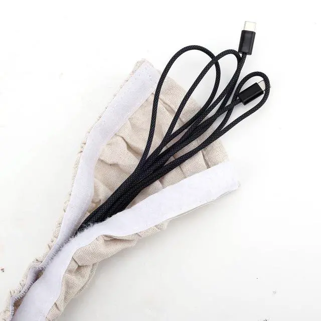 Alt view image 3 of 7 - Fabric Cord Cover, 120x14cm/47.2x5.5in Linen Cable Sleeve for Chandelier Chain Lamp Wires TV Cords & Home Cable Management