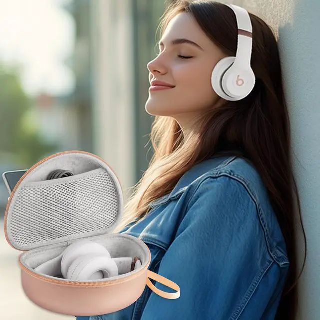 Alt view image 7 of 7 - Hard Headphone Case for Beats Studio Pro/Solo 4/Studio 3/Solo 3/Solo 2 Wireless Noise Cancelling Headphones, Over Ear Headphone Carrying Travel Case with Mesh Pocket for Storage Accessories