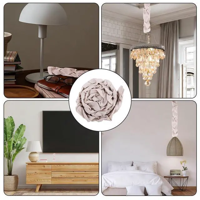 Alt view image 6 of 7 - Fabric Cord Cover, 120x14cm/47.2x5.5in Linen Cable Sleeve for Chandelier Chain Lamp Wires TV Cords & Home Cable Management