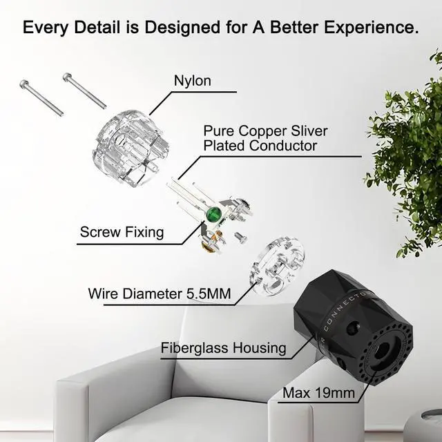Alt view image 2 of 6 - HiFi Power Plug, Silver-Plated Pure Copper, VM503S, Non-Magnetic, 15A/125V AC Mains Plug, Audio Grade Power Plug, Set Screws, Hi-End US Power Connector for DIY Audiophile Power Cord