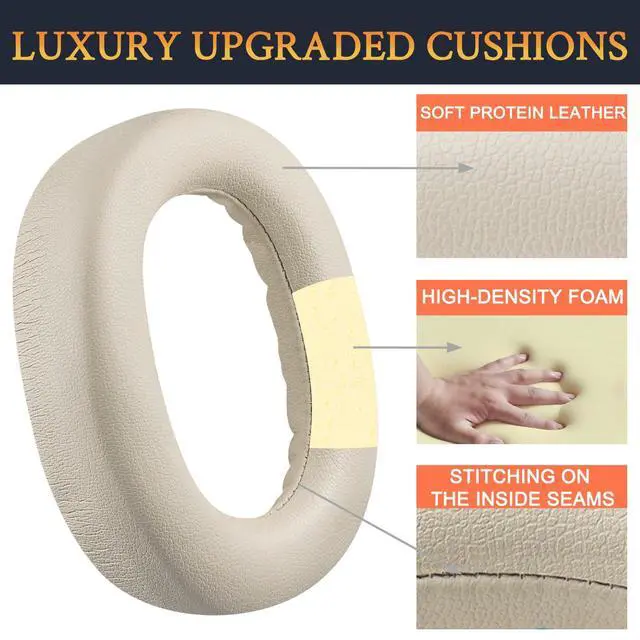 Alt view image 3 of 4 - Earpads Replacement for Jabra Evolve2 85 UC/Evolve 2 85 MS Wireless Headset (Do Not fit Elite 85H), Ear Pads Cushions with Softer Protein Leather, Noise Isolation Foam - Gold