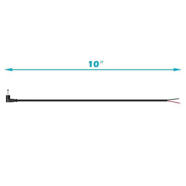 Alt view image 4 of 4 - DC Power Pigtail Cable, 10-Pack 3.5mm x 1.35mm 90 Degree Right Angle DC Barrel Male Plug Jack Connector to Bare Wire Power Supply Adapter Repair Cord for CCTV Surveillance Security Camera LED Strip