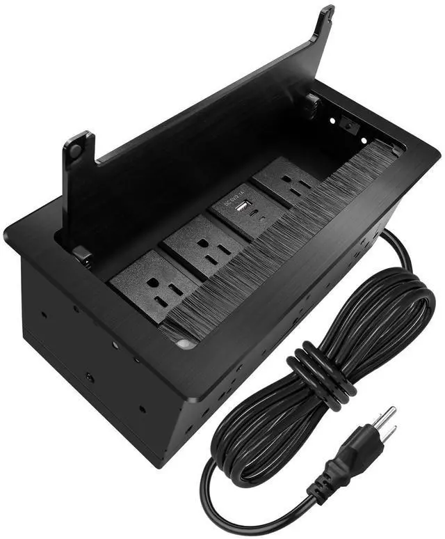 Main image of Conference Table Power Hub with Type-C Fast Charging, 3 AC Outlets | Hidden Desktop Power Hub with 20W Type-C Charging, 3 AC Outlets & 9.8FT Cord for Office Conference Tables
