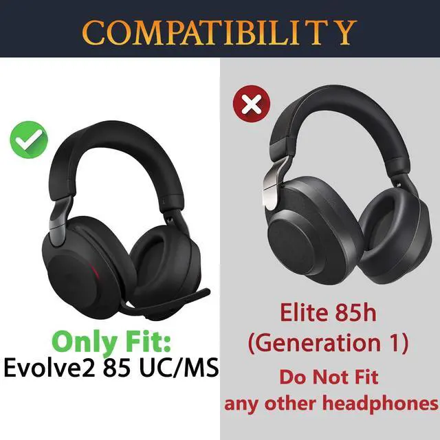 Alt view image 2 of 4 - Earpads Replacement for Jabra Evolve2 85 UC/Evolve 2 85 MS Wireless Headset (Do Not fit Elite 85H), Ear Pads Cushions with Softer Protein Leather, Noise Isolation Foam - Red Storm