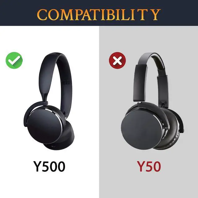 Alt view image 2 of 6 - Ear Pads for AKG Y500 On-Ear Headphones, Earpads with Soft Protein Leather - Black