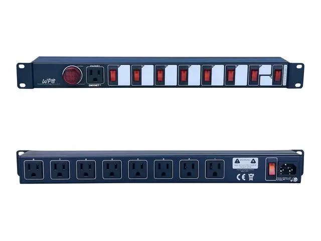 Alt view image 2 of 6 - 8-Port Power Strip/PDU, 8 Overload Protector LED Switchs, Aluminum Metal Housing, 9 NEMA 5-15R Outlets, 5FT 3x14AWG Power CordNo Surge Protection