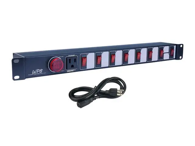 Alt view image 6 of 6 - 8-Port Power Strip/PDU, 8 Overload Protector LED Switchs, Aluminum Metal Housing, 9 NEMA 5-15R Outlets, 5FT 3x14AWG Power CordNo Surge Protection