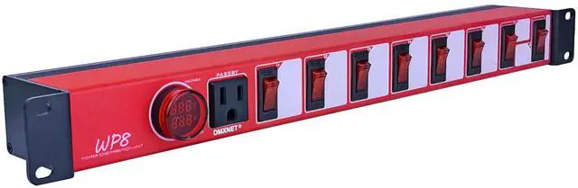 Main image of 8-Port Power Strip/PDU, 8 Overload Protector LED Switchs, Aluminum Metal Housing, 9 NEMA 5-15R Outlets, 5FT 3x14AWG Power CordNo Surge Protection