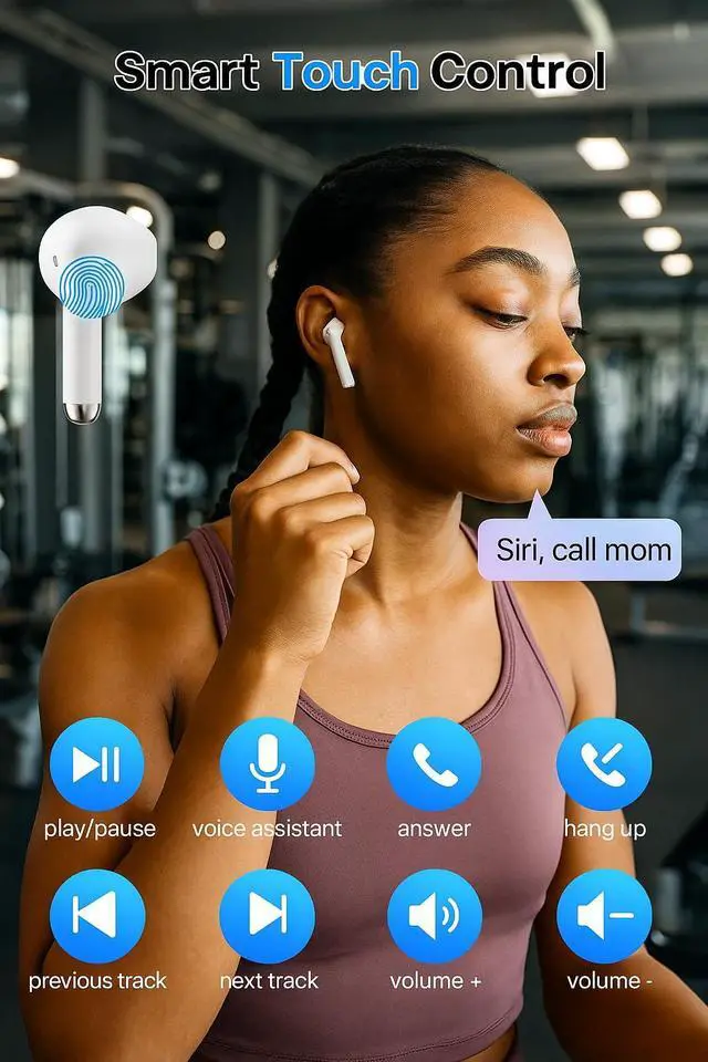 Alt view image 3 of 7 - Wireless Bluetooth Earbuds, Seamless with Any iPhone and Android, Built-in Mic with Charging Case, Deep Bass, 40 Hours Playtime, Hand-Free Calling, Lightweight in-Ear, Perfect Stocking Stuffer