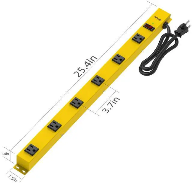 Alt view image 6 of 7 - Metal Power Strip, 6 Widely Space Outlets, Wall Mountable Power Strip Surge Protector, 6 FT Extension Cord,15A/1875W, ETL Listed
