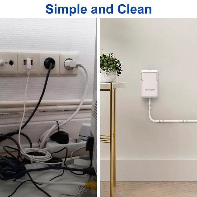 Alt view image 5 of 7 - 6ft Ultra Flat Plug Extension Cord Power Strip with Outlet Concealer - 3 AC Outlets & 3 USB Ports, 1650W Slim Desk & Wall Extender for Tight Spaces, Hide Messy Cords, White