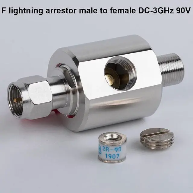 Alt view image 3 of 6 - Lightning Arrestor F Male to F Female DC-3GHz 75 ohm Cellular 2G 3G 4G LTE CATV Satellite with 90V Gas Tube Surge Arrester (Lightning Arrester F Male to Female)