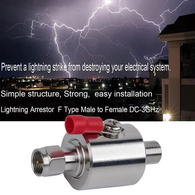 Alt view image 4 of 6 - Lightning Arrestor F Male to F Female DC-3GHz 75 ohm Cellular 2G 3G 4G LTE CATV Satellite with 90V Gas Tube Surge Arrester (Lightning Arrester F Male to Female)