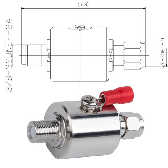 Alt view image 6 of 6 - Lightning Arrestor F Male to F Female DC-3GHz 75 ohm Cellular 2G 3G 4G LTE CATV Satellite with 90V Gas Tube Surge Arrester (Lightning Arrester F Male to Female)