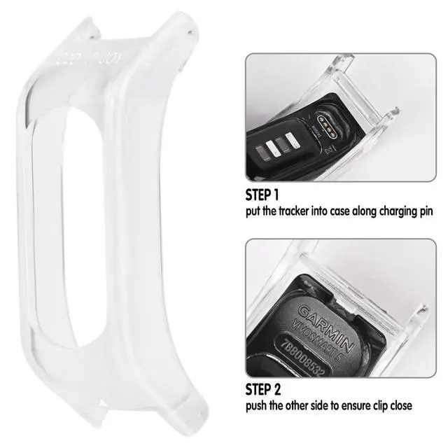Alt view image 2 of 5 - Leather & Silicone Mixed Strap Compatible with vivosmart 5 Replacement Watch band with New Transparent Case M/L