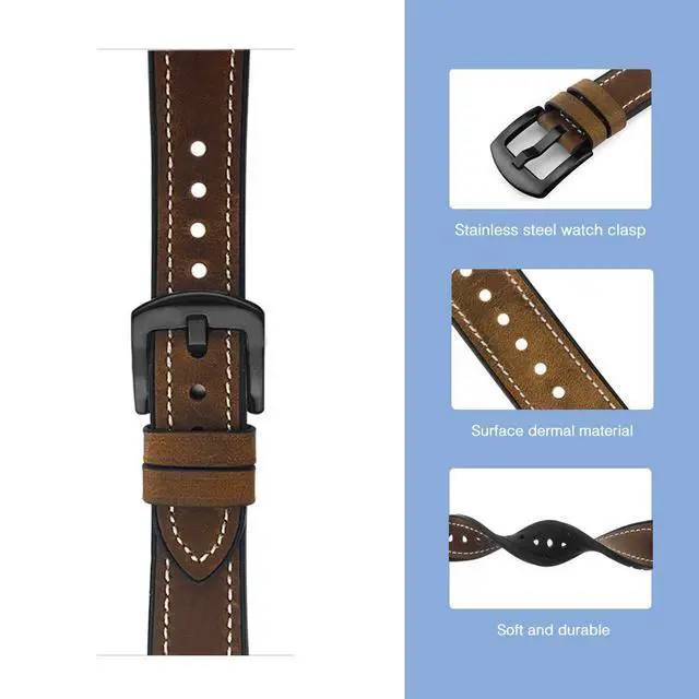 Alt view image 3 of 5 - Leather & Silicone Mixed Strap Compatible with vivosmart 5 Replacement Watch band with New Transparent Case M/L