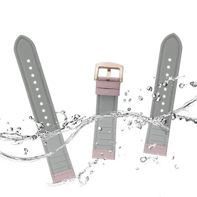 Alt view image 4 of 4 - Leather & Silicone Mixed Strap Compatible with vivosmart 5 Replacement Watch band with New Transparent Case M/L