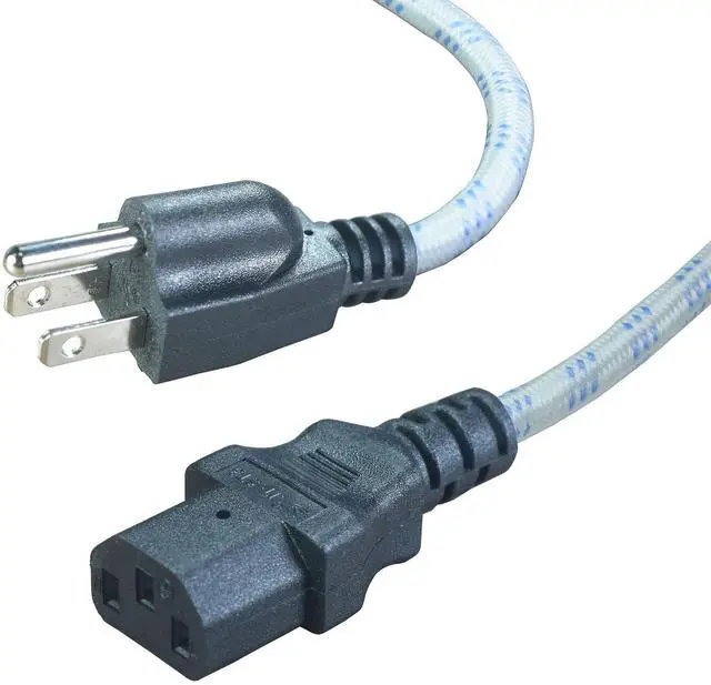 Main image of Power Cord 3 Prong AC Cable 6FT/1.8m Nylon Braided | 10A 18AWG, Universal Replacement 3 Pin, For Computer, Monitor, Printer, PC, TV, Projector, Power Supply Cable
