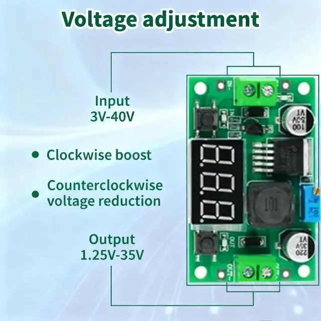 Alt view image 4 of 7 - 5 PCS LM2596 DC-DC Step Down Buck Power Convert Module, 4.0-40V Input to 1.25-37V Output Adjustable Voltage Regulator, Buck Converter with LED Voltmeter Display