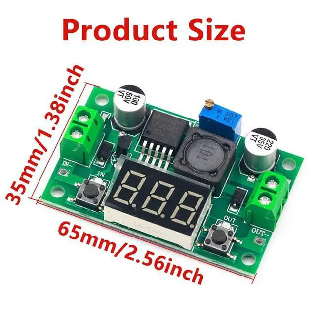 Alt view image 3 of 7 - 5 PCS LM2596 DC-DC Step Down Buck Power Convert Module, 4.0-40V Input to 1.25-37V Output Adjustable Voltage Regulator, Buck Converter with LED Voltmeter Display
