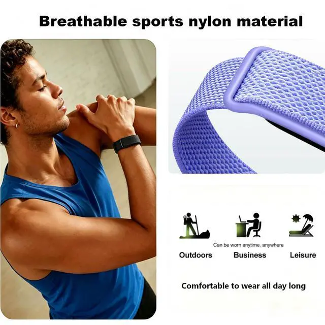 Alt view image 2 of 6 - Nylon Sport Band Compatible with Google Fitbit Air,Soft Breathable Wristband Replacement Compatible with Fitbit Air Fitness,Micro-Adjustable Performance Loop for Screenless Tracker