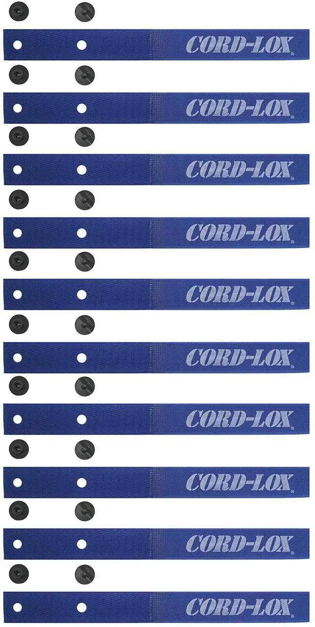 Main image of Rivet Series Cable Ties - Reusable Hook and Loop Straps, Cable and Cord Management for Musicians, Pro Audio/Video Technicians, Fabricated in USA (Blue, 9 x 1 Inch, 10 Pack)