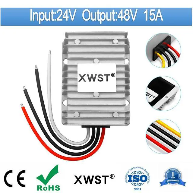 Alt view image 2 of 7 - DC 24V Step up to 48V 15A 720W Converter Voltage Converter, 48Volt Regulator Waterproof DC/DC Boost Transformer Power Supply(24V to 48V 15A)