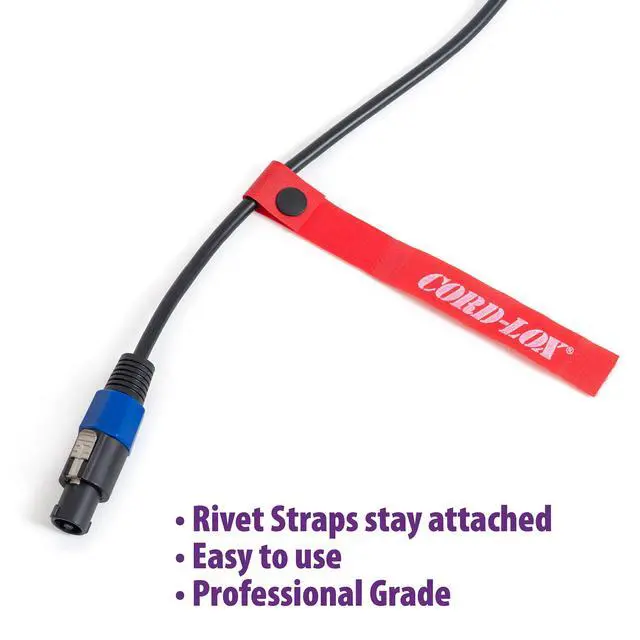 Alt view image 2 of 6 - Rivet Series Cable Ties - Reusable Hook and Loop Straps, Cable and Cord Management for Musicians, Pro Audio/Video Technicians, Fabricated in USA (Blue, 9 x 1 Inch, 10 Pack)