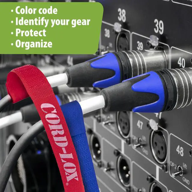Alt view image 4 of 6 - Rivet Series Cable Ties - Reusable Hook and Loop Straps, Cable and Cord Management for Musicians, Pro Audio/Video Technicians, Fabricated in USA (Blue, 9 x 1 Inch, 10 Pack)