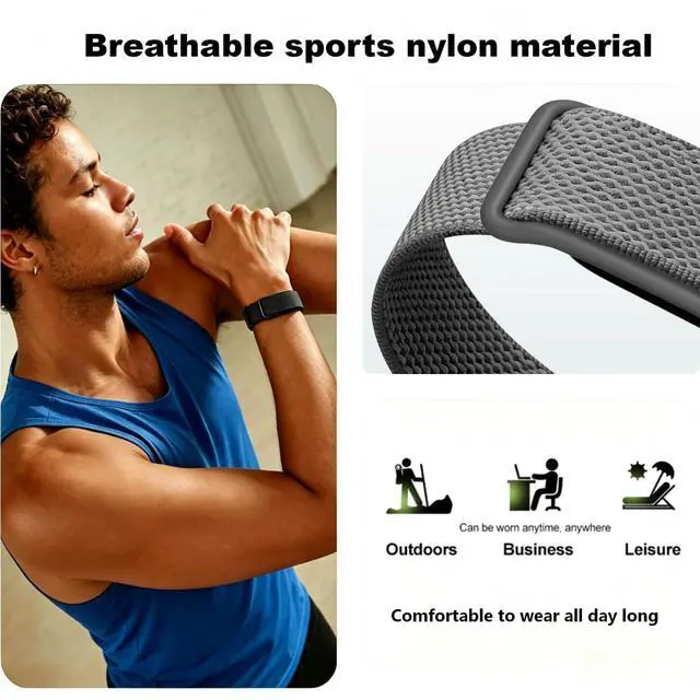 Alt view image 3 of 6 - Nylon Sport Band Compatible with Google Fitbit Air,Soft Breathable Wristband Replacement Compatible with Fitbit Air Fitness,Micro-Adjustable Performance Loop for Screenless Tracker