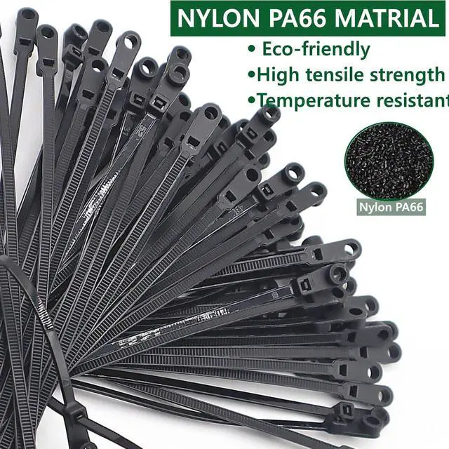 Alt view image 4 of 6 - 400pcs Zip Tie with Screw Hole, 6 inch Automotive Wire Self Locking Black Zip Ties Screw Zip Tie Mount (6")
