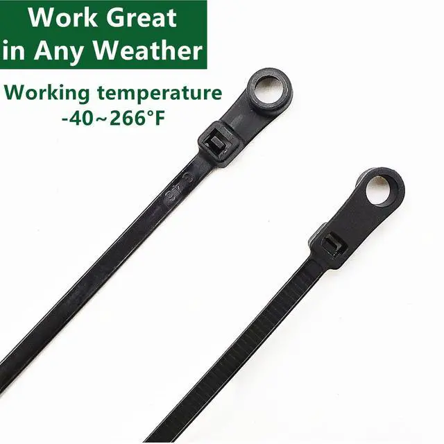 Alt view image 5 of 6 - 400pcs Zip Tie with Screw Hole, 6 inch Automotive Wire Self Locking Black Zip Ties Screw Zip Tie Mount (6")