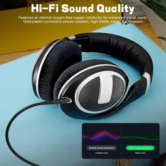 Alt view image 6 of 6 - Replacement HD599 Audio Cable Coiled Cord Compatible with Sennheiser HD620S, HD599 SE, HD 598 Cs, HD 560s, HD569, HD550, HD598, HD558 Headphones, 2.5mm to 3.5mm Cable with 6.35mm Adapter