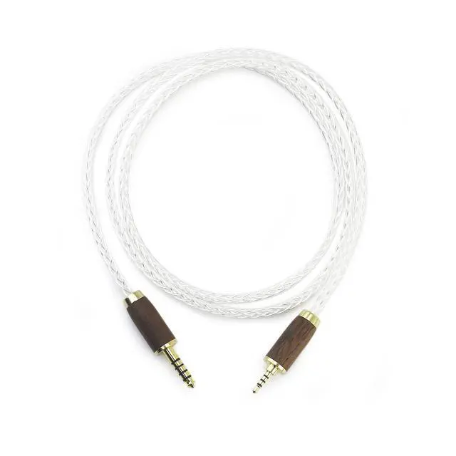 Alt view image 2 of 5 - 2.5mm Balanced Male to 4.4mm Balanced Male Headphone Audio Adapter Cable 8 Cores 6N OCC Copper Single Crystal Silver Plated Wire Walnut Wood Shell 2.5mm to 4.4mm 4.9ft