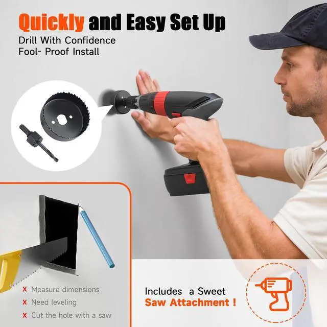 Alt view image 4 of 6 - Wall Mounted TV Cord Hider White Wire Hiders for in-Wall Cable Management System, Power & Low Voltage Cable Management, Hole Saw Drill Attachment, Professional Installation for Clean Look