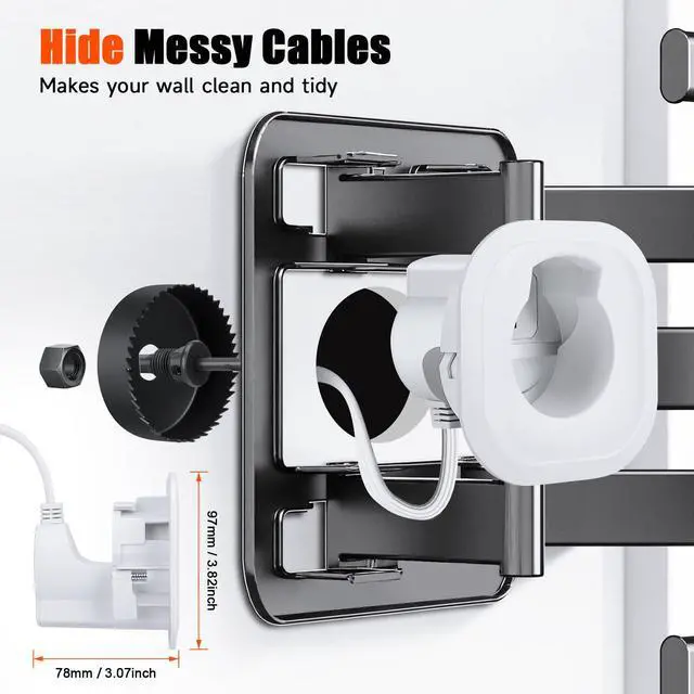 Alt view image 2 of 6 - Wall Mounted TV Cord Hider White Wire Hiders for in-Wall Cable Management System, Power & Low Voltage Cable Management, Hole Saw Drill Attachment, Professional Installation for Clean Look