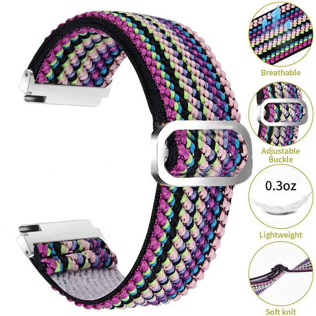 Alt view image 5 of 6 - Compatible with Garmin Forerunner 970 bands, Quick Release Stretch Elastics Nylon Adjustable Replacement Strap Accessories for Men & Women Compatible with Garmin Forerunner 970
