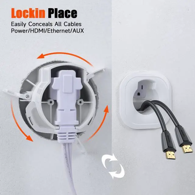 Alt view image 6 of 6 - Wall Mounted TV Cord Hider White Wire Hiders for in-Wall Cable Management System, Power & Low Voltage Cable Management, Hole Saw Drill Attachment, Professional Installation for Clean Look