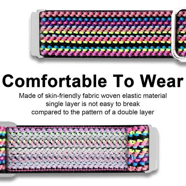 Alt view image 4 of 6 - Compatible with Garmin Forerunner 970 bands, Quick Release Stretch Elastics Nylon Adjustable Replacement Strap Accessories for Men & Women Compatible with Garmin Forerunner 970