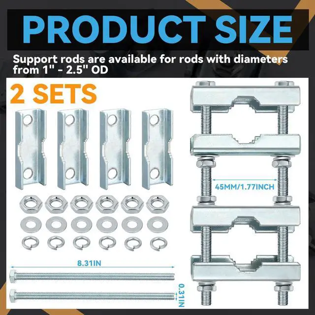 Alt view image 2 of 6 - 2 Pack Double Antenna Mast to Mast Clamp Bracket Kit with V Jaw Block for 1"-2.5" Od Poles Heavy Duty Pole to Pole Mounting Hardware for Ham TV Network Antennas Flag Post