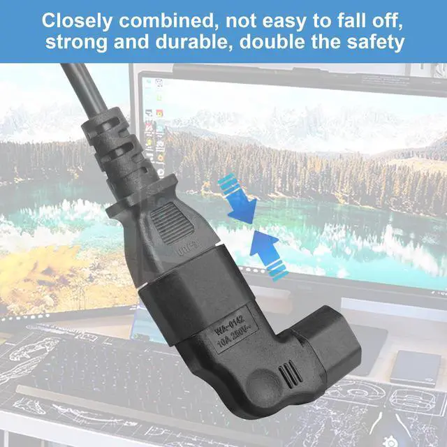 Alt view image 3 of 6 - C14 to C13 Power Adapter 2PCS IEC320 C14 to C13 Right Angle Power Adapter 90 Degree C14 to C13 Plug Kettle Turn Power Extension Adapter (Left Angle)