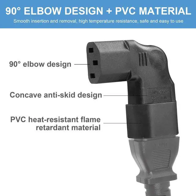 Alt view image 2 of 6 - C14 to C13 Power Adapter 2PCS IEC320 C14 to C13 Right Angle Power Adapter 90 Degree C14 to C13 Plug Kettle Turn Power Extension Adapter (Left Angle)