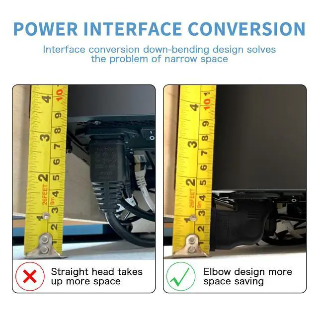 Alt view image 4 of 6 - C14 to C13 Power Adapter 2PCS IEC320 C14 to C13 Right Angle Power Adapter 90 Degree C14 to C13 Plug Kettle Turn Power Extension Adapter (Left Angle)