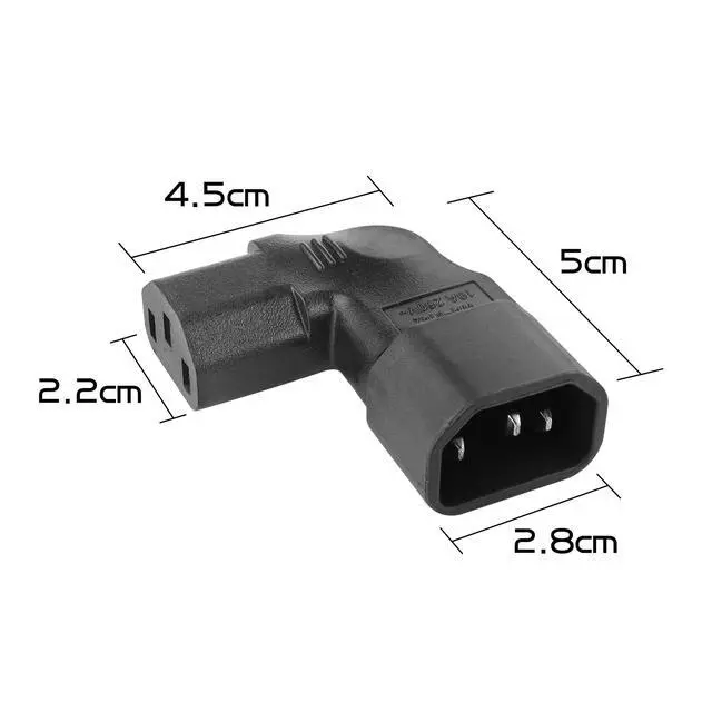 Alt view image 6 of 6 - C14 to C13 Power Adapter 2PCS IEC320 C14 to C13 Right Angle Power Adapter 90 Degree C14 to C13 Plug Kettle Turn Power Extension Adapter (Left Angle)