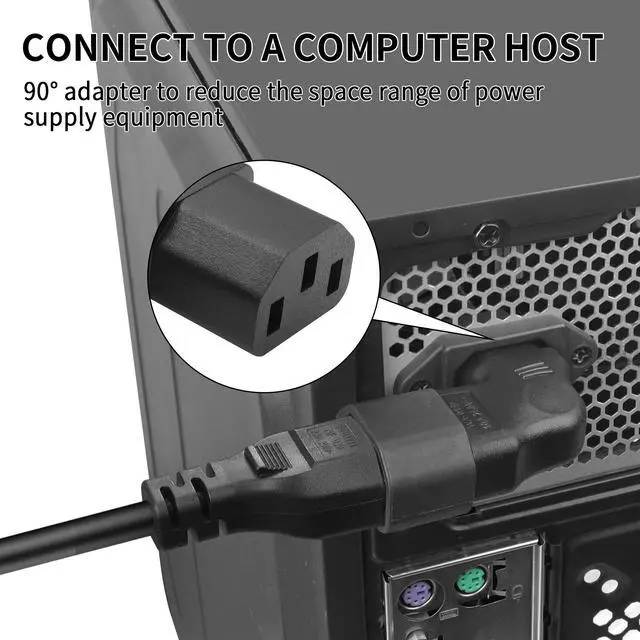 Alt view image 5 of 6 - C14 to C13 Power Adapter 2PCS IEC320 C14 to C13 Right Angle Power Adapter 90 Degree C14 to C13 Plug Kettle Turn Power Extension Adapter (Left Angle)