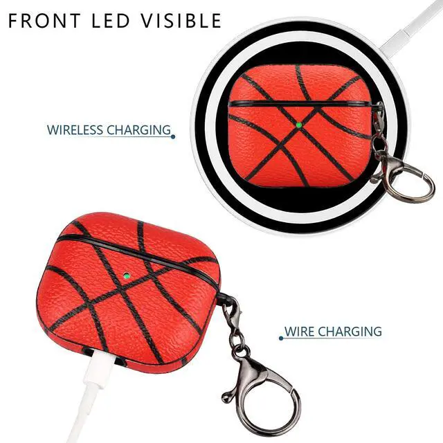 Alt view image 3 of 5 - for AirPods 3 Case,Shock Resistant Basketball Case Cover for AirPods 3,with Keychain,Front LED Visiblenot pro 3