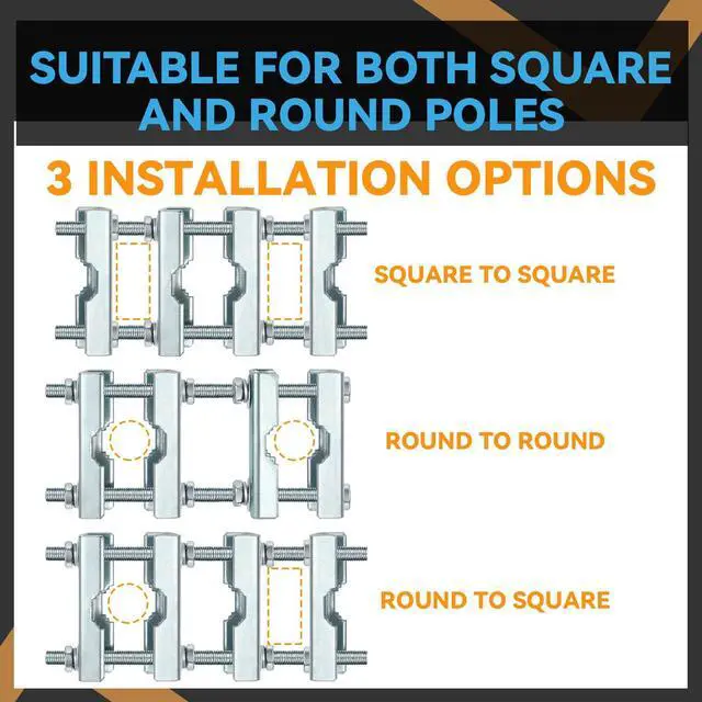 Alt view image 4 of 6 - 2 Pack Double Antenna Mast to Mast Clamp Bracket Kit with V Jaw Block for 1"-2.5" Od Poles Heavy Duty Pole to Pole Mounting Hardware for Ham TV Network Antennas Flag Post
