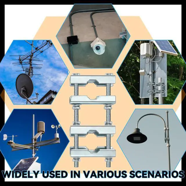 Alt view image 6 of 6 - 2 Pack Double Antenna Mast to Mast Clamp Bracket Kit with V Jaw Block for 1"-2.5" Od Poles Heavy Duty Pole to Pole Mounting Hardware for Ham TV Network Antennas Flag Post